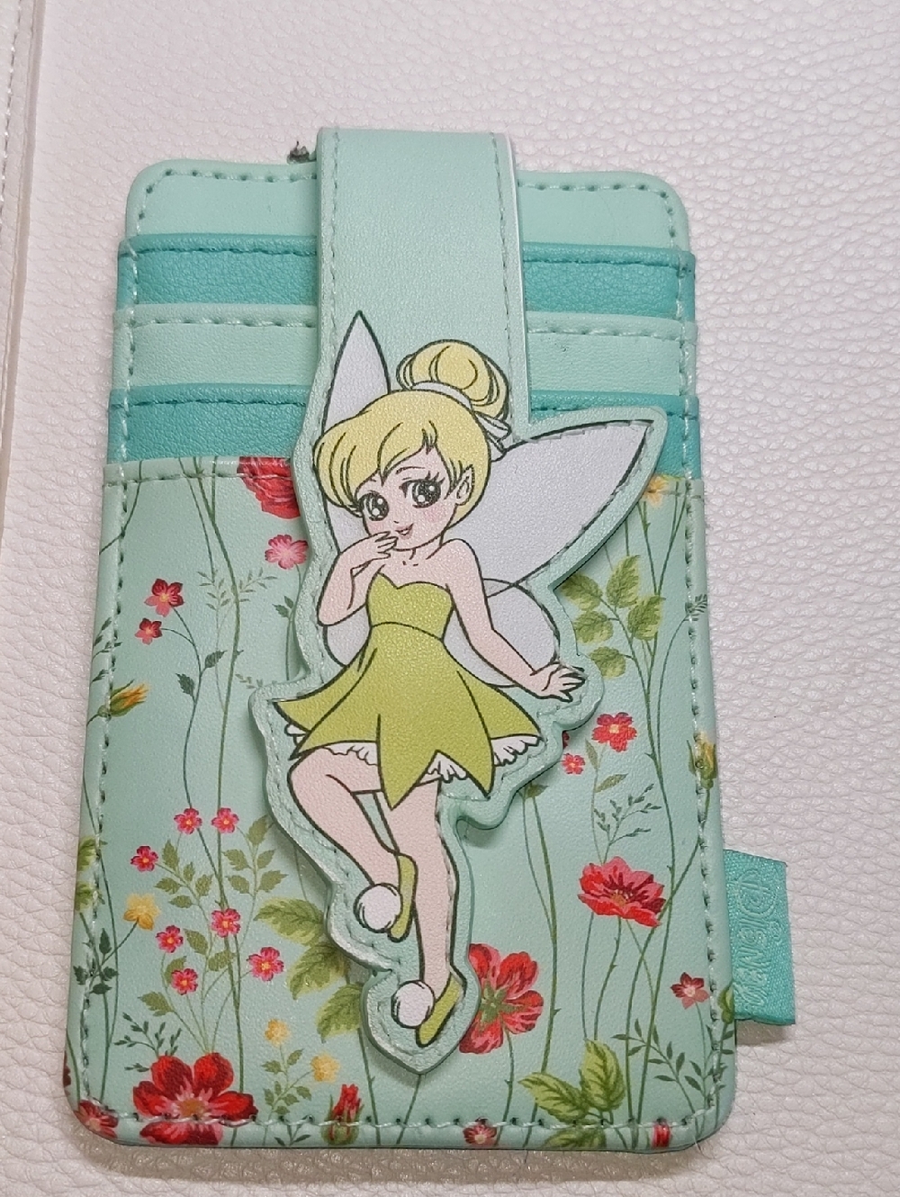 Disney Floral Card Wallet in Mint Green with Red Accents